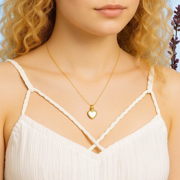 π18K Gold Plated Reversible Heart Charm Stainless Steel Dainty Necklace π€ - Picture 3 of 11